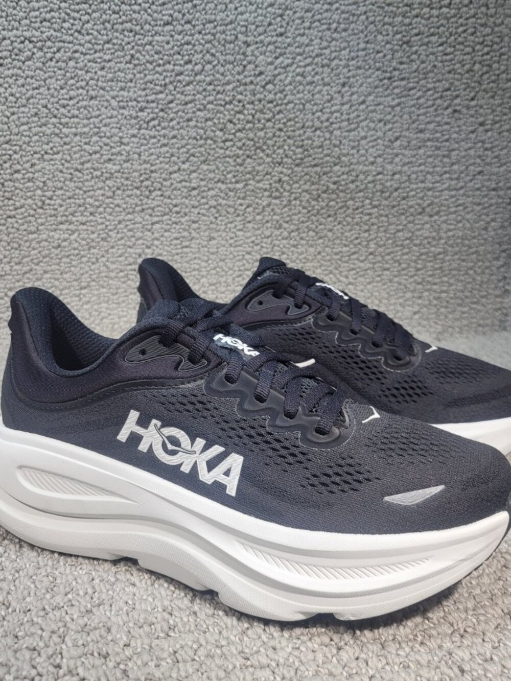Hoka One One Bondi 9 Wide Women's Size 6.5D Black White Running Shoes 1162012